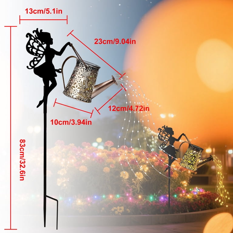 Rirool Solar Fairy Garden Watering Can Light with Hook photo 3