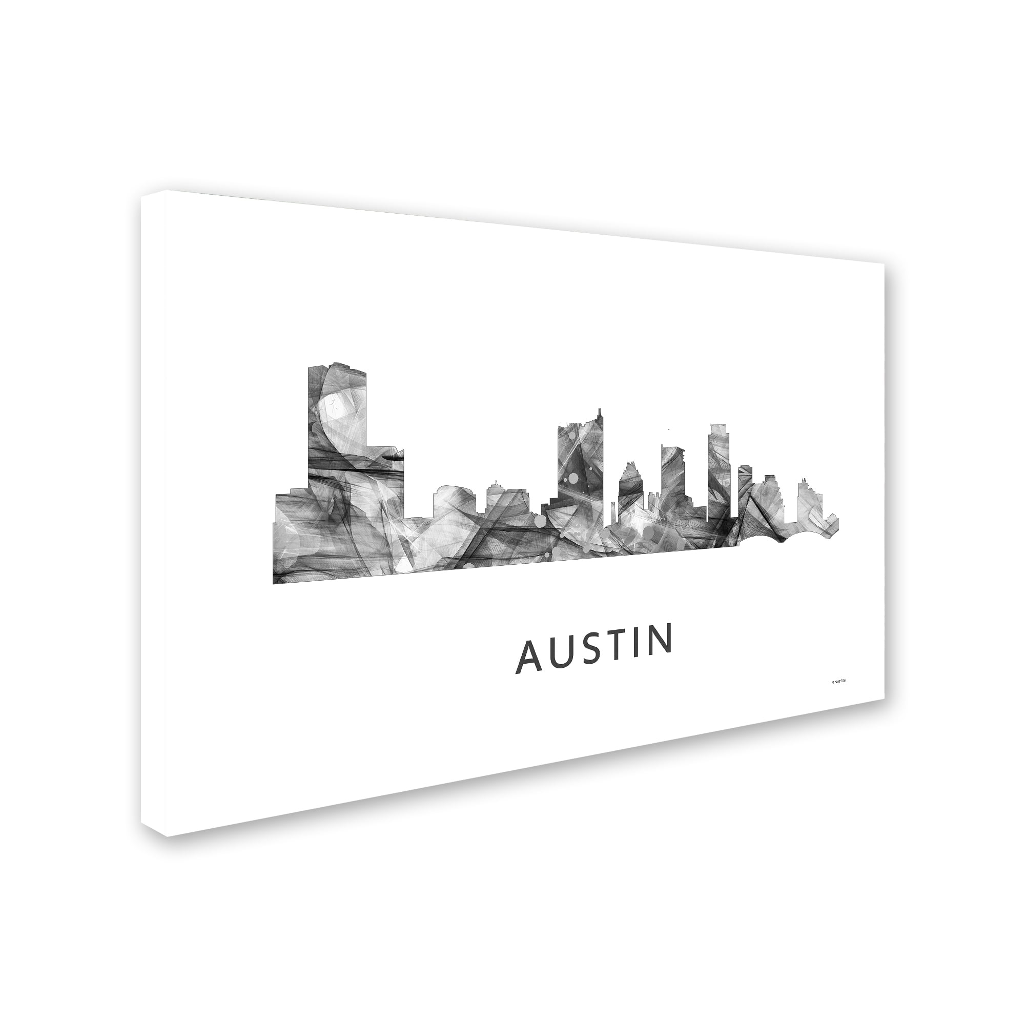 Trademark Fine Art 'Austin Texas Skyline WB-BW' Canvas Art by Marlene Watson