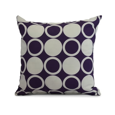 Simply Daisy, 18" x 18" Small Modcircles, Geometric Print Outdoor Pillow, Purple