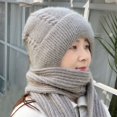 thumbnail image 2 of harmtty Ladies Winter Hat Women Warm Hat Women's Winter Hat Knitted Thick Solid Color Double-layered Windproof Warm Soft Ear Protection Elastic Anti-slip Grey, 2 of 8