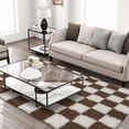 thumbnail image 3 of Jakolive Cream white coffee Plaid Rug (5x7ft)， Large Fluffy Checkered Area Rug, Anti-Slip for Bedroom, Living Room, Girls’ Room, Nursery & Dorm, Soft Indoor Floor Covering, 3 of 8