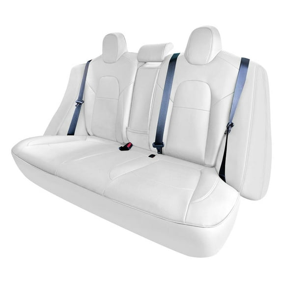 For 2017-2023 Tesla Model 3 FH Group Faux Leather Custom Fit Car Seat Covers Solid White - Rear Set