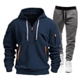 thumbnail image 2 of Zylarhe Men's Autumn And Winter Two Piece Hooded Sweatshirt Hooded Sweatshirt And Pants Set And Suit, 2 of 3