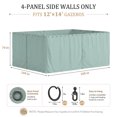 thumbnail image 2 of Kimunuk Outdoor Replacement Curtains for 12' X 14' Gazebo, Waterproof 4-Panels Calcite Blue Gazebo Universal Privacy Sidewall Curtains with Zipper for Patio Garden Backyard, Curtain Only, 2 of 9
