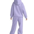 thumbnail image 5 of Nokdvo Womens 2 Piece Outfit Trendy Long Sleeve Casual Hoodie Sweatsuit Ribbed Tracksuit with Pockets,Light Purple M, 5 of 5