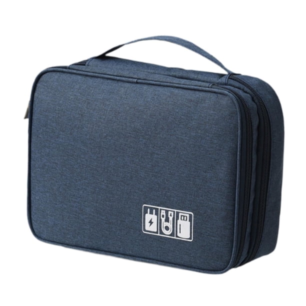 Estuche organizador para dispositivos electrónicos, bolsa de transporte elegante Azul marino