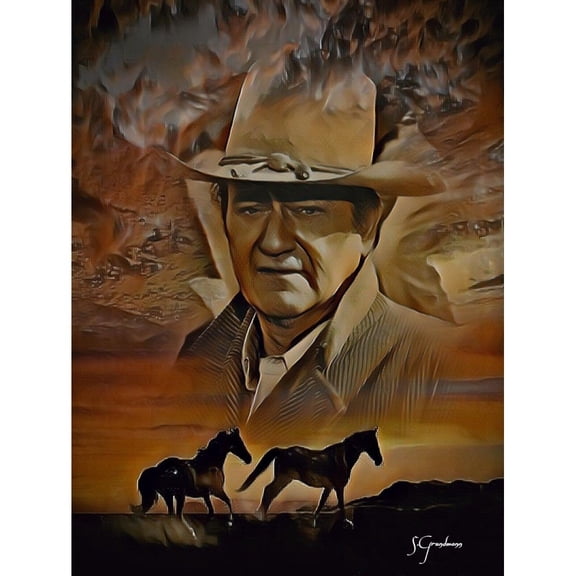 DIY 5D Full Round Drill Diamond Painting By Number Kits Western Cowboy John Wayne Rhinestone Embroidery Cross Stitch Art Craft Home Wall Decoration