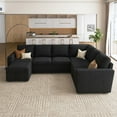 thumbnail image 6 of HONBAY Modular Sleeper Sectional Sofa Couch Pull Out Couch for Living Room, Black, 6 of 10