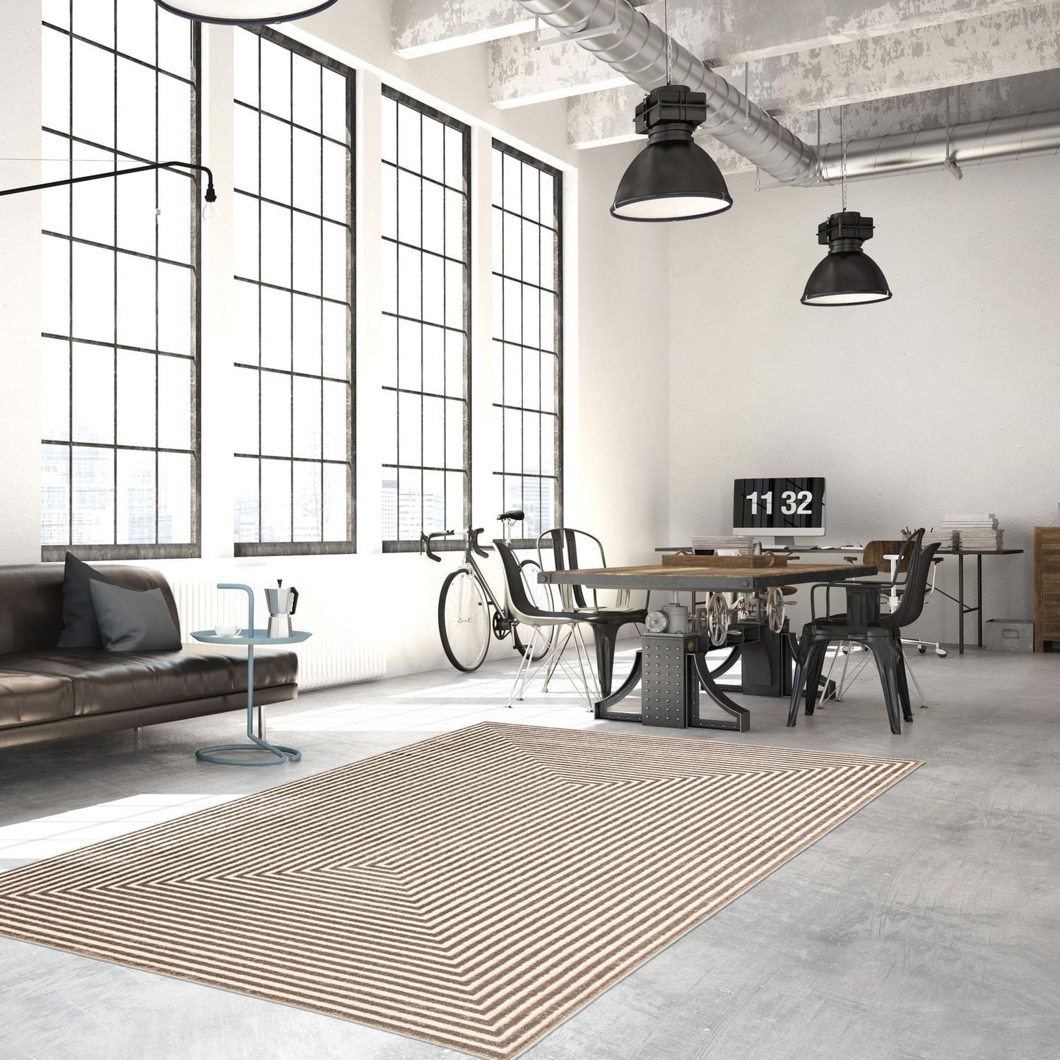 ECARPET Modern Area Rug for Dining Room, Living Room, Bedroom or Den Trona Taupe