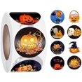 thumbnail image 1 of 2 Rolls Halloween Favors Stickers，Pumpkin Sticker Party Gift Sealing Label Baking Cake Sealing Sticker for Halloween Envelope Gift Decoration, 1 of 5