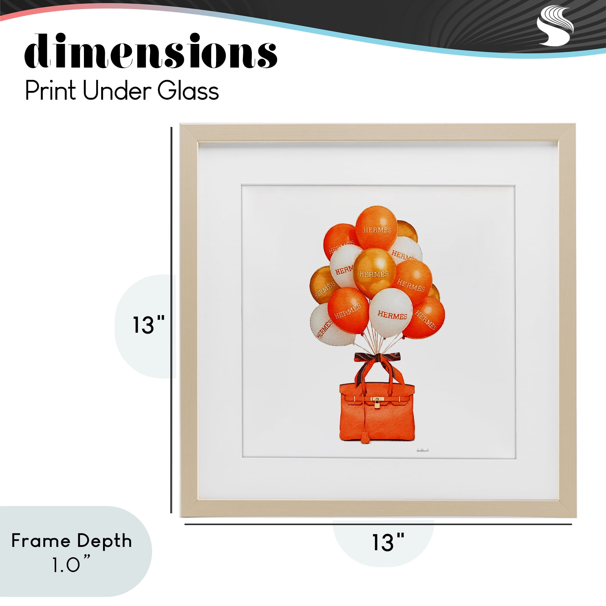 Stupell Industries Orange Handbag & Balloons Birch Framed Print Under Glass, design by Amanda Greenwood