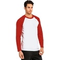 thumbnail image 3 of SLM Men's Long Sleeve Cotton Baseball Raglan Tee Shirt Jersey -White/Red-Medium, 3 of 5