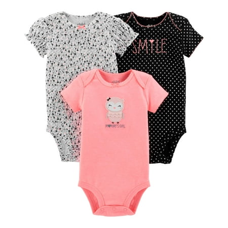 Child Of Mine By Carter's Short Sleeve Bodysuits, 3-pack (Baby