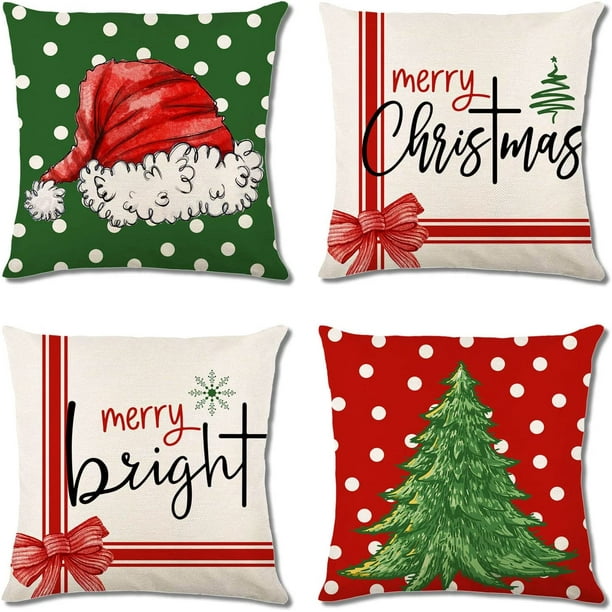 Christmas Pillow Covers 18x18 Red Green Xmas Throw Pillows Christmas