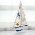 thumbnail image 2 of Raindrops 2pcs Mediterranean Style Wood Sailboat Model Sailing Boat Craft Home Decoration, 2 of 8