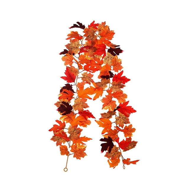 Decoración otoñal simulada con enredadera Halloween Acción de Gracias Otoño Arce enredadera 175 cm Hojas de arce otoñales SIN luces
