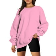 BLVB Women's Oversized Fall Winter Sweatshirts Long Sleeve Crew Neck Casual Solid Color Pullover Tops Shirts
