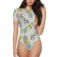 thumbnail image 2 of Goofa Skateboard Printed Women Rash Guard Short Sleeve,Tummy control Swimsuit Surfing Swimsuit Bathing Suit One Piece Swimsuit UPF 50-Medium, 2 of 9
