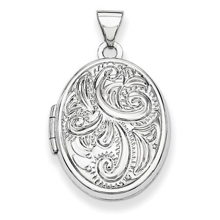14k White Gold Domed Oval Locket