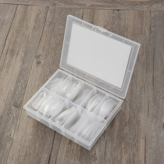 PBPBOX 140Pcs Transparent Fake Nail Tips Durable Plastic Artificial Nail Art Accessories