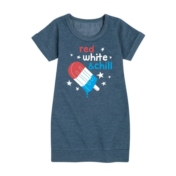 Instant Message - Red, White, & Chill Classic Ice Cream Truck Popsicle - Toddler & Youth Girls Fleece Dress
