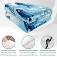 thumbnail image 4 of Quilts Queen Size Bedding Set, Blue Fish Lightweight Quilted Comforter, Summer Ocean Waves Vintage Gradient Coastal Soft Reversible Bedspread Coverlet with Pillow Covers for All Season, 90" x 96", 4 of 9
