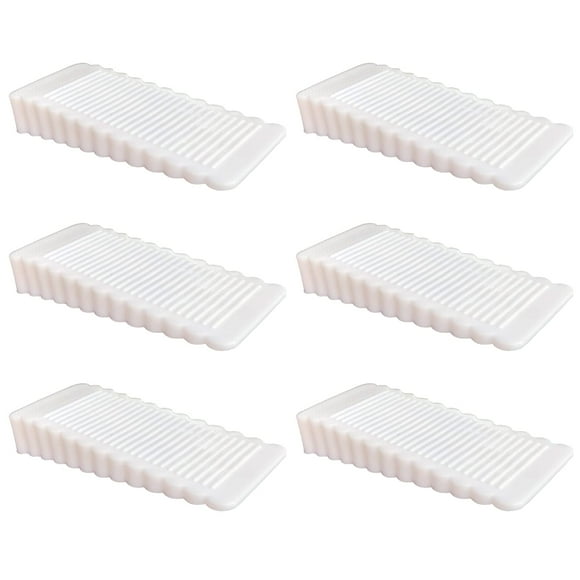 Oksdown Lot de 6 Bouchons de Porte en Caoutchouc Blanc, Bouchon Mince et Petit Antidérapant en Silicone Doux pour Intérieur Placard Douche Cuisine Sol