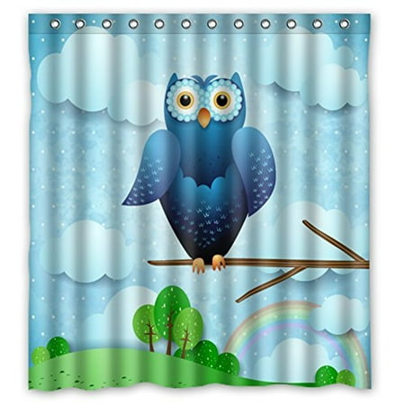 Owl Bathroom Accessories GreenDecor Lovely Cartton Owls Lovely Cartton Owls Waterproof Shower Curtain Set with Hooks Bathroom Accessories Size 60x72 inches ()