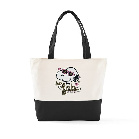 CafePress - Snoopy So Fab - Two Tone, 100% Cotton, Zipper Tote Bag