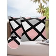 thumbnail image 6 of Pack of 2 Outdoor Pillow Covers, Geometric Pink Black and Gray Square Pattern Waterproof Square Throw Pillowcase Cushion Decorative Pillow Covers for Couch Patio Tent, 24x24 in, 6 of 6