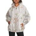 thumbnail image 1 of Sudadera con capucha deportiva de gran tamaño con estampado de hojas de arce y bolsillos para mujer nueva de otoño, 1 of 5