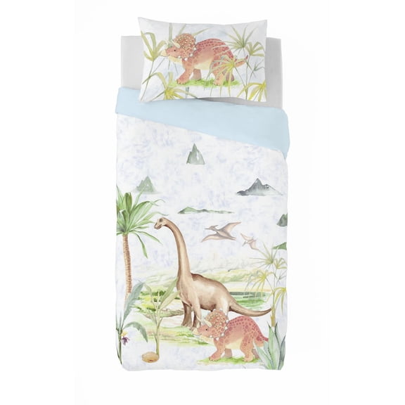 Ensemble de housse de couette Dinosaur de Gouchee Home – Literie réversible en coton 2 pièces pour enfants avec imprimé dinosaure préhistorique