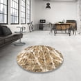 thumbnail image 4 of Ahgly Company Machine Washable Indoor Round Abstract Brown Area Rugs, 5' Round, 4 of 7