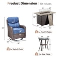 thumbnail image 2 of Planntonneo 7 Pieces Outdoor Patio Furniture Set with Fire Pit Table, 4 Swivel Rocking Chairs with 6" Thick Cushion and 2 Rattan Tables for Porch Deck Garden Backyard, Brown/Blue, 2 of 13