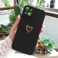 thumbnail image 3 of Compatible for iPhone 14 Plus Case Luxury Gold Heart Pattern, Side Cute Plated Heart Pattern Case for Women Girls Soft TPU Shockproof Camera Protective Back Cover Case - Black, 3 of 10