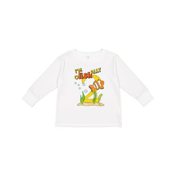 Inktastic I'm O-fish-ally Two- Cute Clownfish Second Birthday Boys or Girls Long Sleeve Toddler T-Shirt