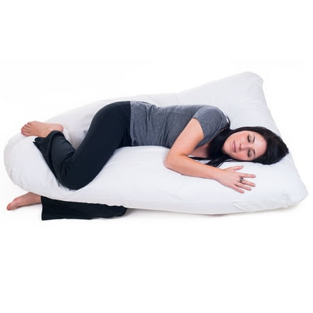 Bluestone Pregnancy Pillow, Full Body Maternity Pillow with Contoured U-Shape, White