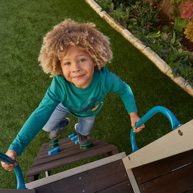 KidKraft Cozy Escape Wooden Outdoor Two-Story Playhouse with Slide