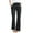Black, variant on Wyobmus Women's Linen Flare Pants Casual Solid High Elastic Waist Pocket Trousers Relaxed Fit Wide Leg Bell Bottom Pants Black