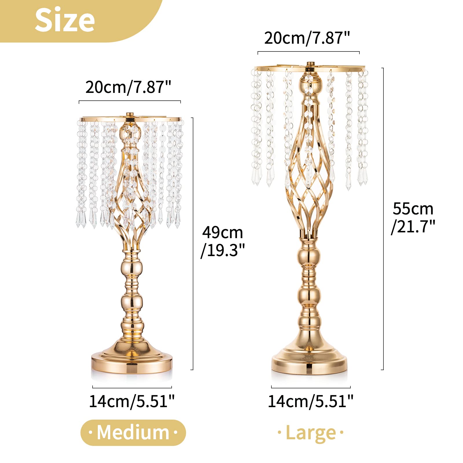 Nuptio Crystal Gold Wedding Centerpiece Vases, 2-Piece photo 5