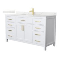 Beckett 60" White Single Vanity & Giotto Quartz Top (1-Hole) & Gold Trim