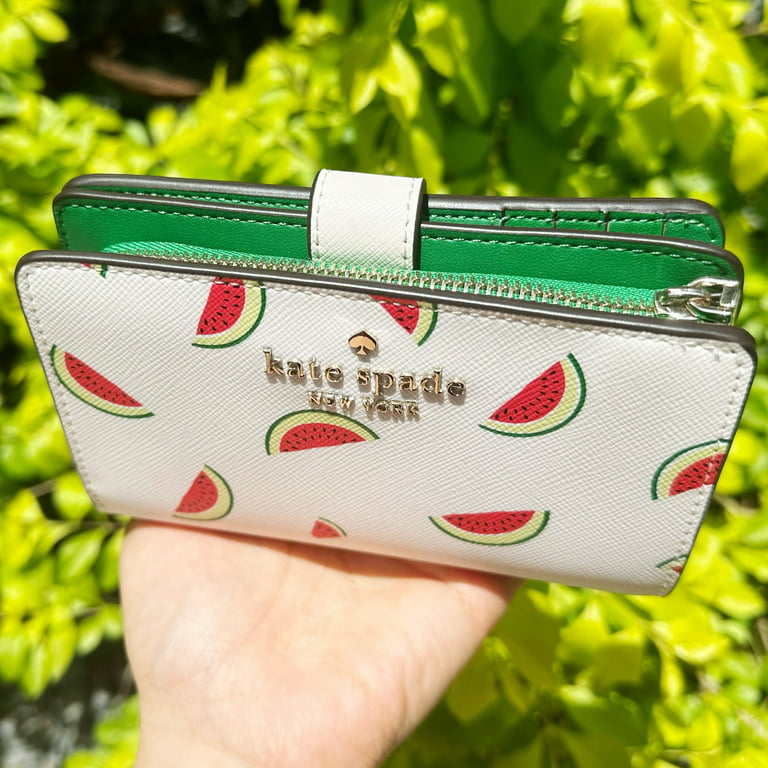 Kate Spade Staci Watermelon Party Medium Compact Bifold Wallet Cream Multi