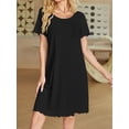 thumbnail image 2 of Avidlove Bamboo Viscose Nightgowns for Women Ruffled Short Sleeve Sleepshirts Soft Pajamas Dress with Chest Pocekts S-3XL, 2 of 6