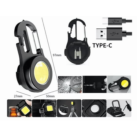 2 pack Multifunctional COB LED Flashlight Keychain USB Rechargeable Portable Work Light Outdoor Camping Torch with Strong Magnet