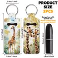 thumbnail image 2 of Elastic Neoprene Keychains Lipstick Bags with Iron Keychain Rings Rectangle Giraffe 9.6x3.8cm 2pcs/set, 2 of 7