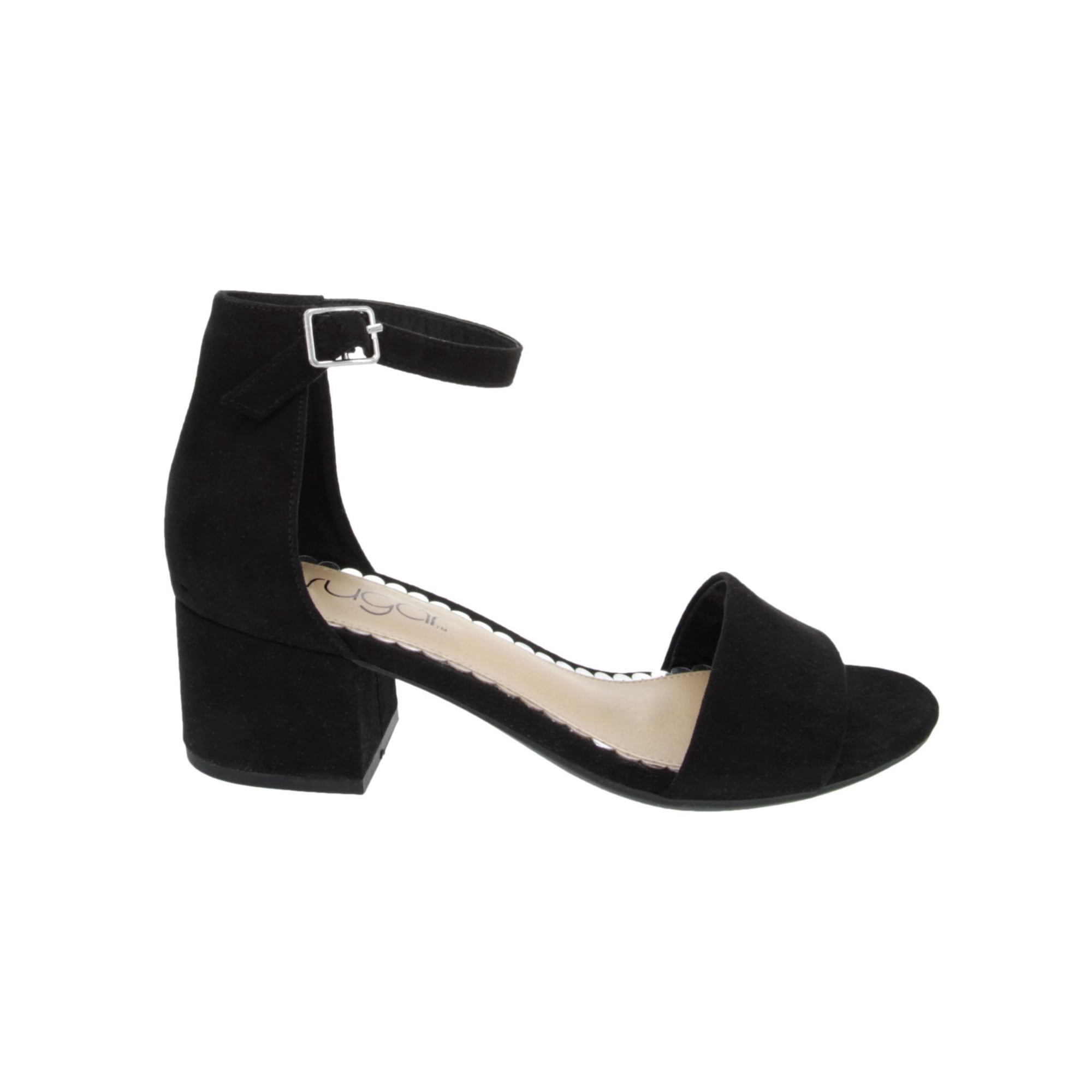 SUGAR Womens Black See Through Strap Padded Comfort Noelle Round Toe Block Heel Buckle Dress Sandals Shoes 7.5 Walmart