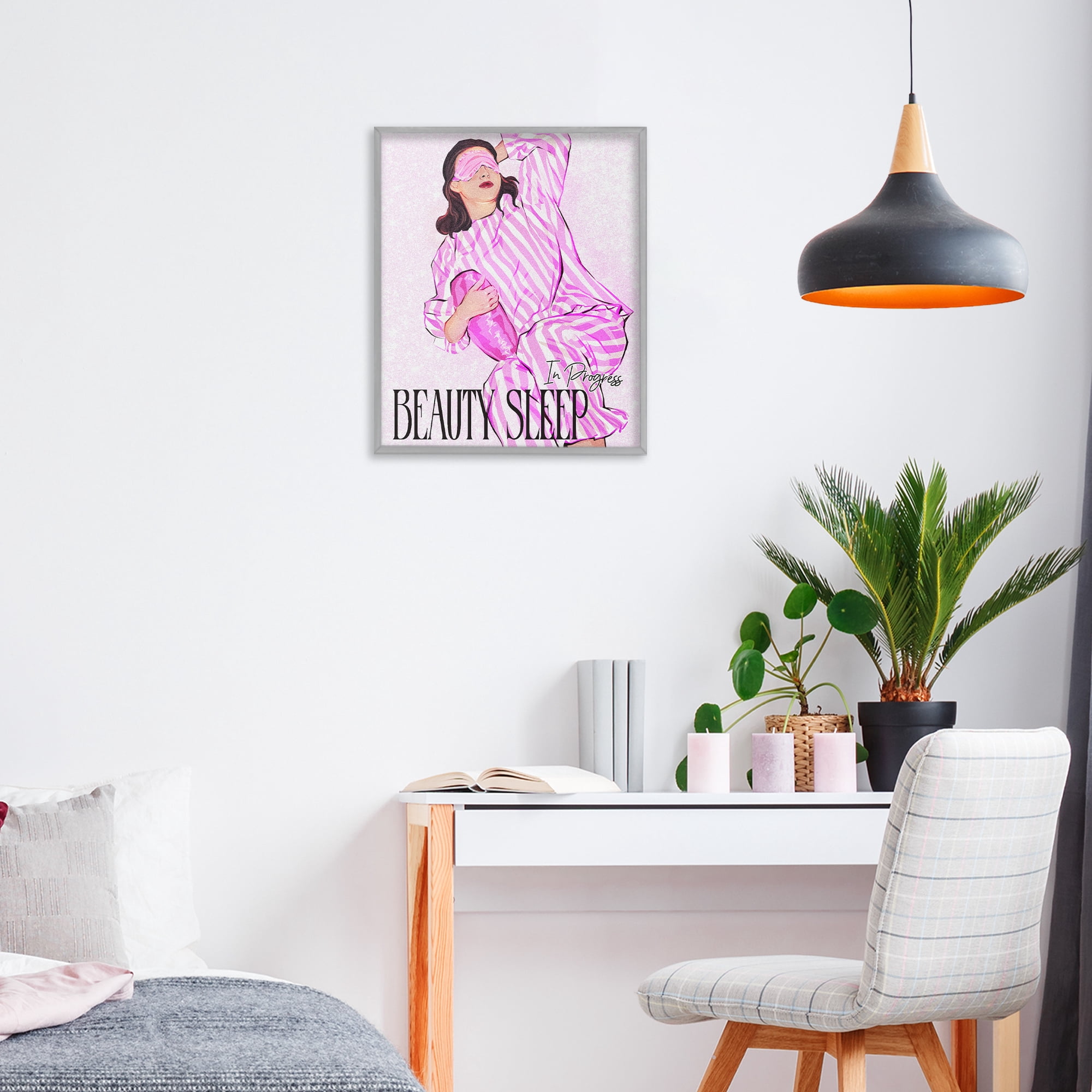 Stupell Industries Beauty Sleep In Progress Gray Framed Giclee Art, design by Ziwei Li