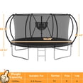 thumbnail image 2 of KOFUN Trampoline with Basketball Hoop & Light, 1500lbs 10FT 12FT 14FT 16FT Trampoline for Adults and Kids, No Gap Design Backyard Trampoline with Enclosure Net, Ladder, Green, 2 of 9