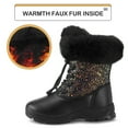 thumbnail image 3 of Bacca Girls Anti-Slip Snow Boots Black Glitter Warm Faux Fur-Lined Winter Boots 2M, 3 of 8