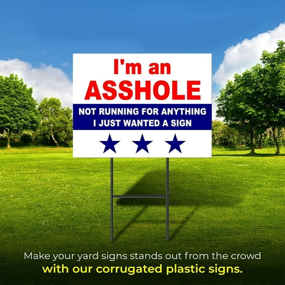 Double Sided Sign I'M A NOT RUNNING FOR ANYTHING Yard Sign ROAD SIGN with Stand